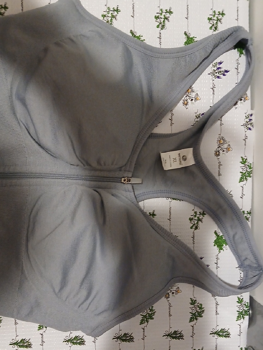 90 Degree By Reflex Gray Front-Zip Wireless Sports Bra